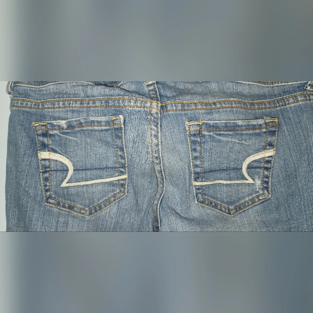 American Eagle Denim Jeans size 00 vintage Y2K decorative stitching stretch - Picture 7 of 16